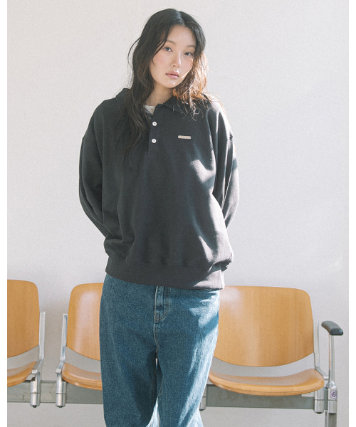 HAVISM(ヘビズム)の「WP CHECKED COLLAR SWEATSHIRT(CHARCOAL)(ポロシャツ・レディース・その他・ONE SIZE)」の4枚目の写真