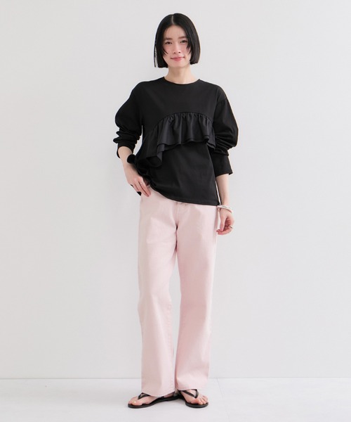 le cercle ADAM ET ROPE'(ルセルクルアダムエロペ)の「製品染めストレートパンツ/S.Mサイズ展開/伸縮性あり/洗濯機使用可能(デニムパンツ・レディース・サックスブルー/ピンク系その他2・M/S)」の7枚目の写真