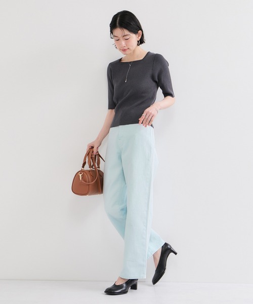le cercle ADAM ET ROPE'(ルセルクルアダムエロペ)の「製品染めストレートパンツ/S.Mサイズ展開/伸縮性あり/洗濯機使用可能(デニムパンツ・レディース・サックスブルー/ピンク系その他2・M/S)」の9枚目の写真
