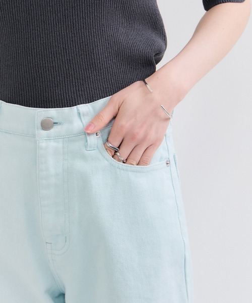 le cercle ADAM ET ROPE'(ルセルクルアダムエロペ)の「製品染めストレートパンツ/S.Mサイズ展開/伸縮性あり/洗濯機使用可能(デニムパンツ・レディース・サックスブルー/ピンク系その他2・M/S)」の15枚目の写真