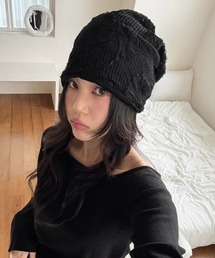 LADY LIKE（レディライク）の「【春夏新作】チュールフラワー柄ニット帽（ニットキャップ/ビーニー）」