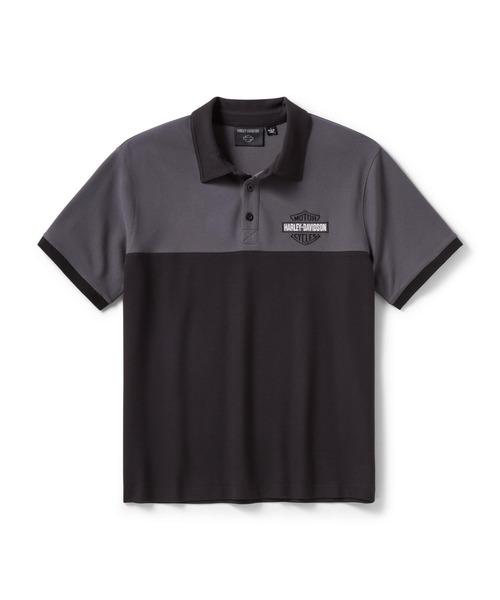 Harley-Davidson(ハーレーダビッドソン)の「H-D(R)エッセンシャル バー&シールド カラーブロック ポロ(Tシャツ/カットソー・メンズ・ブラック系その他・SMALL/X-LARGE/LARGE/MEDIUM)」の1枚目の写真