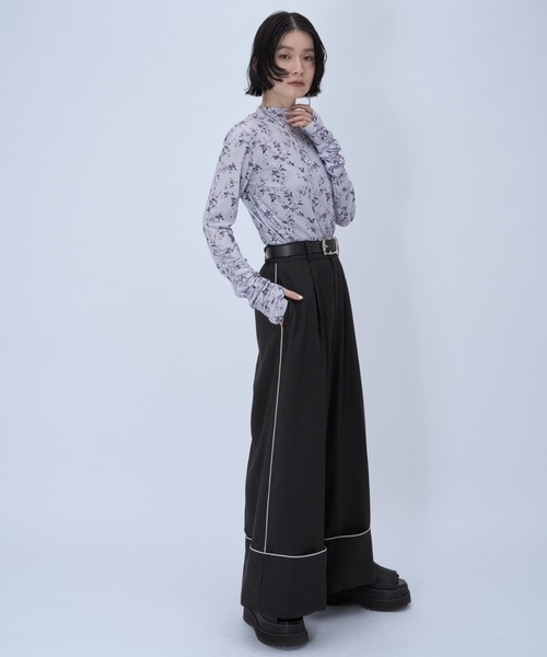 HARE（ハレ）の「パイピングワイドパンツ(HARE)（その他パンツ・レディース・ブラック/グレー・FREE）」の5枚目の写真