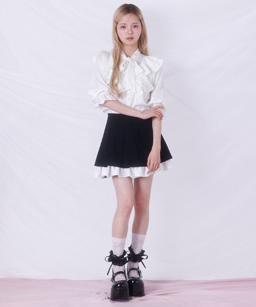 FickleBebe(フィクルベベ)の「リボンタイフリルブラウス(シャツ/ブラウス・レディース・ホワイト/ブラック/ブルーグレー・FREE)」の18枚目の写真