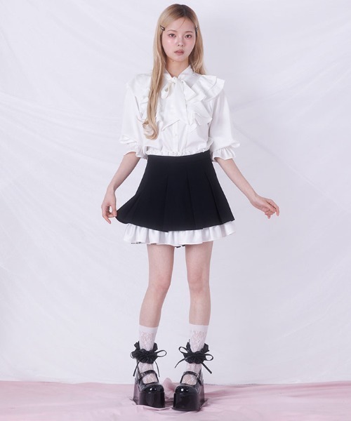 FickleBebe(フィクルベベ)の「リボンタイフリルブラウス(シャツ/ブラウス・レディース・ホワイト/ブラック/ブルーグレー・FREE)」の20枚目の写真