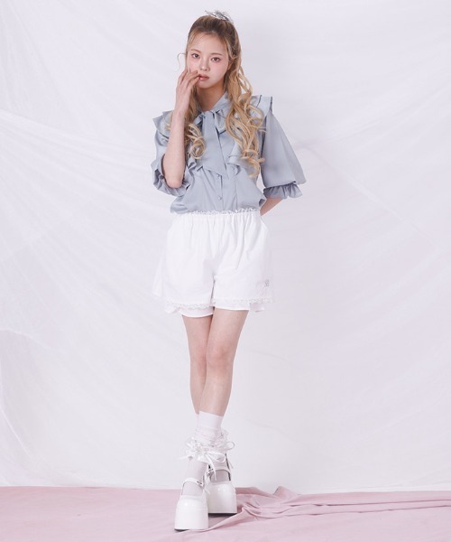 FickleBebe(フィクルベベ)の「リボンタイフリルブラウス(シャツ/ブラウス・レディース・ホワイト/ブラック/ブルーグレー・FREE)」の22枚目の写真