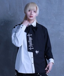 Amilige（アミリージュ）の「コウモリハート刺繍リボンバイカラーシャツ（シャツ/ブラウス）」