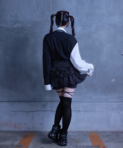 Amilige（アミリージュ）の「コウモリハート刺繍リボンバイカラーシャツ（シャツ/ブラウス・レディース・ホワイト×ブラック/ホワイト・FREE）」の14枚目の写真