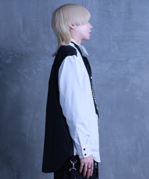 Amilige（アミリージュ）の「コウモリハート刺繍リボンバイカラーシャツ（シャツ/ブラウス・レディース・ホワイト×ブラック/ホワイト・FREE）」の16枚目の写真