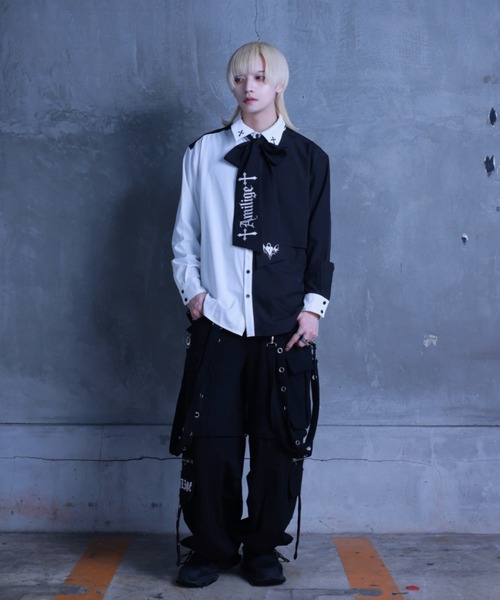 Amilige（アミリージュ）の「コウモリハート刺繍リボンバイカラーシャツ（シャツ/ブラウス・レディース・ホワイト×ブラック/ホワイト・FREE）」の15枚目の写真