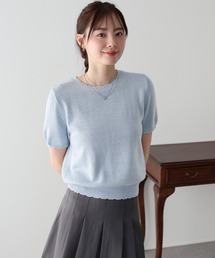 スカラップパフスリーブニット