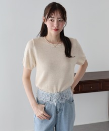 スカラップパフスリーブニット