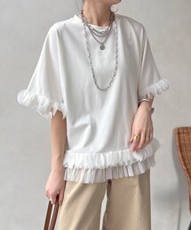 WEB限定】レース×オーガンジーフリルプルオーバー（Tシャツ/カットソー