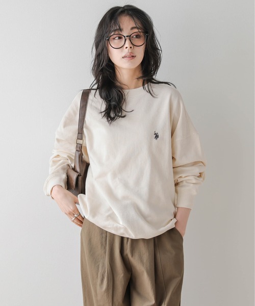 La-gemme(ラジェム)の「U.S. POLO ASSN. ワンポイント刺繍スウェット(スウェット・レディース・杢グレー/ブラック/ベージュ/ネイビー/チャコール/ホワイト・フリー)」の2枚目の写真