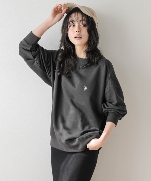 La-gemme(ラジェム)の「U.S. POLO ASSN. ワンポイント刺繍スウェット(スウェット・レディース・杢グレー/ブラック/ベージュ/ネイビー/チャコール/ホワイト・フリー)」の5枚目の写真