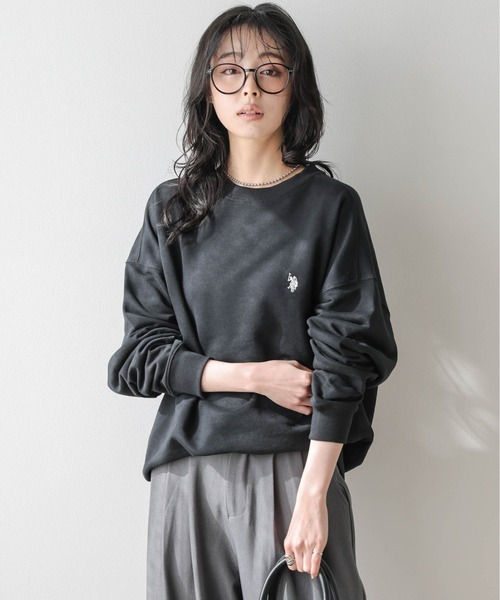 La-gemme(ラジェム)の「U.S. POLO ASSN. ワンポイント刺繍スウェット(スウェット・レディース・杢グレー/ブラック/ベージュ/ネイビー/チャコール/ホワイト・フリー)」の3枚目の写真