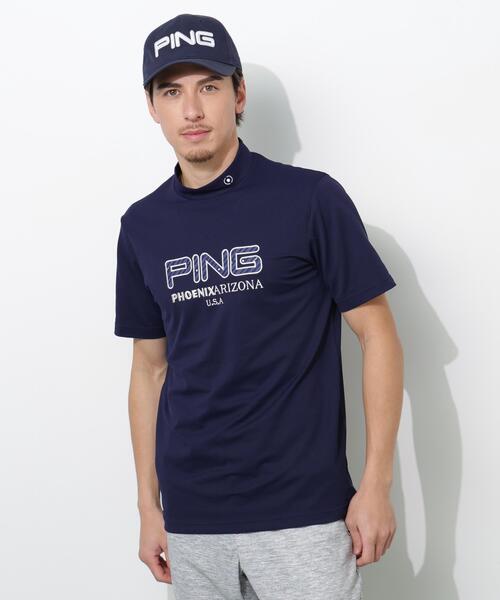 PING(ピン)の「【PING APPAREL】アップリケ半袖ハイネックシャツ <NATIVE> (MENS)(Tシャツ/カットソー・メンズ・ホワイト/ベージュ/ネイビー/ブルー・L/LL/M/S/LL1)」の3枚目の写真