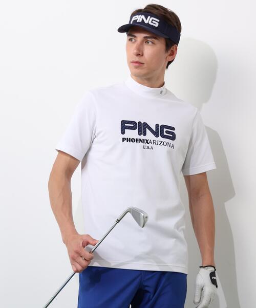 PING(ピン)の「【PING APPAREL】アップリケ半袖ハイネックシャツ <NATIVE> (MENS)(Tシャツ/カットソー・メンズ・ホワイト/ベージュ/ネイビー/ブルー・L/LL/M/S/LL1)」の2枚目の写真