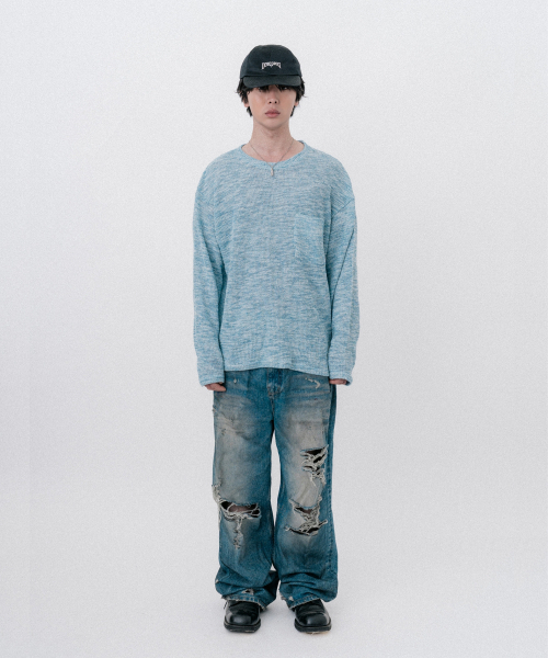 VASTIC(バスティック)の「ボカシポケットニット_ブルー(ニット/セーター・メンズ・ブルー・MEDIUM/LARGE)」の7枚目の写真