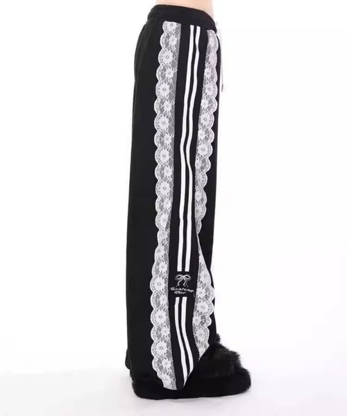 MAISON DE THERESE（メゾン ド テレーズ）の「レースアップライン　ストレートパンツ（その他パンツ・レディース・ホワイト/ブラック・M）」の4枚目の写真