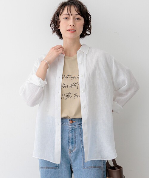 23区 S(ニジュウサンクチイサイサイズ)の「LIBECOリネン ベーシック シャツ(シャツ/ブラウス・レディース・オレンジ系/ベージュ系/ピンク系1/ブルー系/スカイブルー系1/ホワイト系・32)」の2枚目の写真
