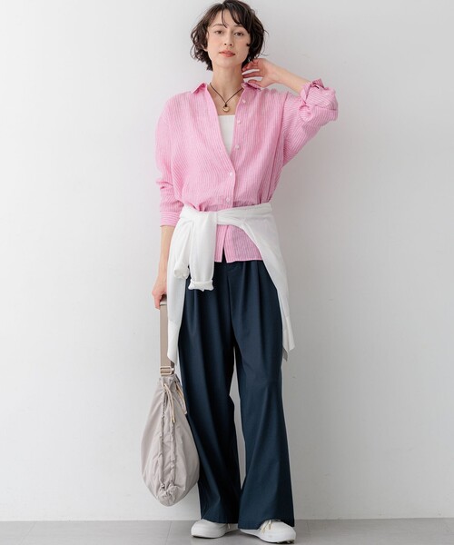 23区 S(ニジュウサンクチイサイサイズ)の「LIBECOリネン ベーシック シャツ(シャツ/ブラウス・レディース・オレンジ系/ベージュ系/ピンク系1/ブルー系/スカイブルー系1/ホワイト系・32)」の10枚目の写真