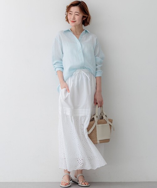 23区 S(ニジュウサンクチイサイサイズ)の「LIBECOリネン ベーシック シャツ(シャツ/ブラウス・レディース・オレンジ系/ベージュ系/ピンク系1/ブルー系/スカイブルー系1/ホワイト系・32)」の16枚目の写真