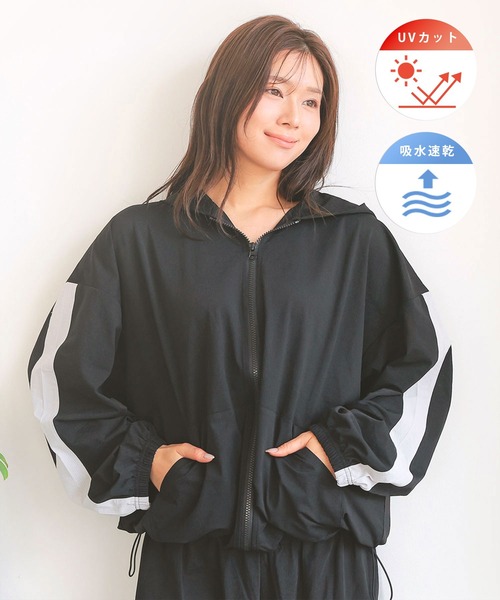 aimerfeel(エメフィール)の「【セットアップ】UVカット メッシュ フルジップパーカ 長袖 上下セット(パーカー・レディース・ブラック/チャコールグレー・MEDIUM/LARGE)」の16枚目の写真
