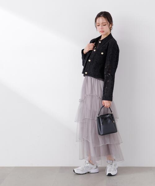 PROPORTION BODY DRESSING（プロポーションボディドレッシング）の「ランダムティアードチュールスカート / 1216120304（スカート・レディース・ピンク/ホワイト系その他/グレー・MEDIUM/P/S）」の8枚目の写真