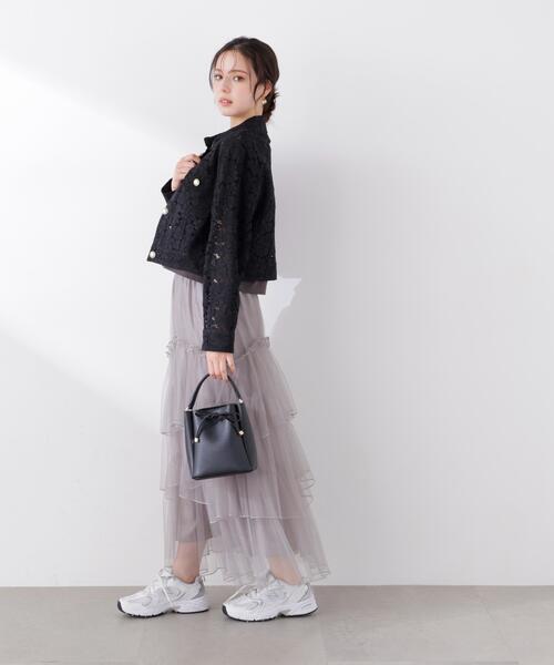 PROPORTION BODY DRESSING（プロポーションボディドレッシング）の「ランダムティアードチュールスカート / 1216120304（スカート・レディース・ピンク/ホワイト系その他/グレー・MEDIUM/P/S）」の9枚目の写真