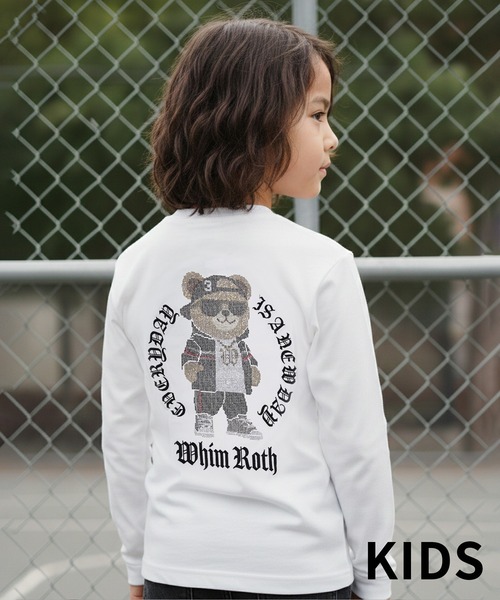 adamsJUGGLER(アダムスジャグラー)の「W/R R.S ベアーロンティーキッズ(Tシャツ/カットソー・キッズ・ブラック/ホワイト・100/110/120/130/150)」の1枚目の写真