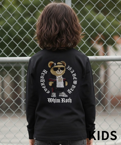 adamsJUGGLER(アダムスジャグラー)の「W/R R.S ベアーロンティーキッズ(Tシャツ/カットソー・キッズ・ブラック/ホワイト・100/110/120/130/150)」の2枚目の写真