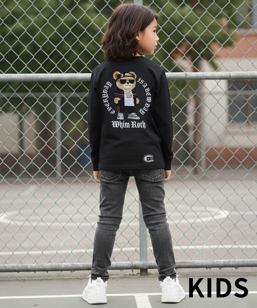 adamsJUGGLER(アダムスジャグラー)の「W/R R.S ベアーロンティーキッズ(Tシャツ/カットソー・キッズ・ブラック/ホワイト・100/110/120/130/150)」の5枚目の写真