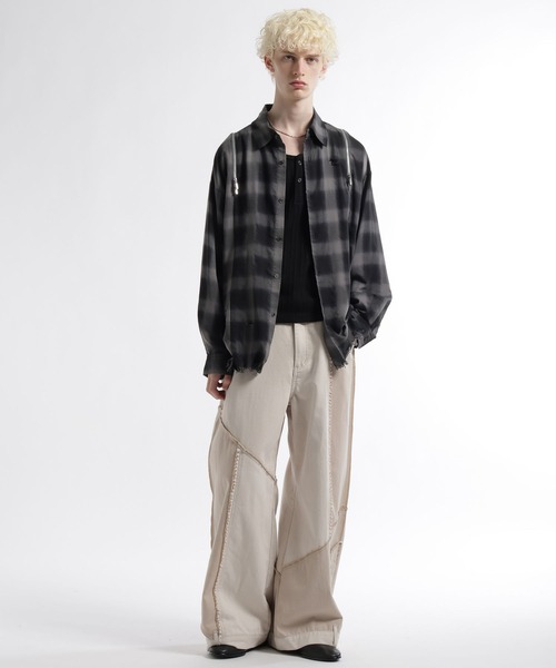 HARE（ハレ）の「ヘンリーネックリブタンク(HARE)（タンクトップ・メンズ・グレー/オフホワイト/ブラック・SMALL/MEDIUM）」の14枚目の写真