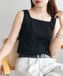 リブスクエアネックタンクトップ