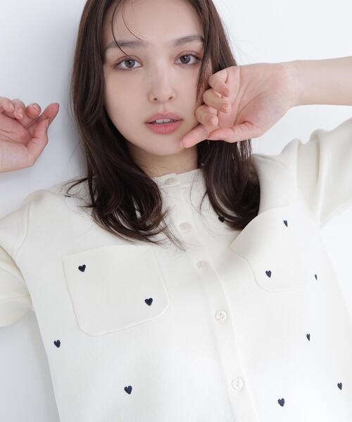 Oggi.jp掲載】◇ハート刺繍ニットジャケット（カーディガン/ボレロ