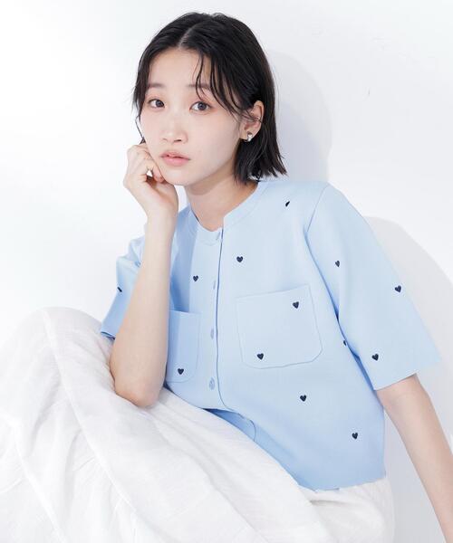 Oggi.jp掲載】◇ハート刺繍ニットジャケット（カーディガン/ボレロ