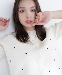 NATURAL BEAUTY BASIC | ◇ハート刺繍ニットジャケット(カーディガン/ボレロ)
