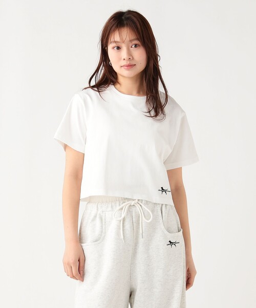 BEAMS HEART（ビームスハート）の「【7/31値下げ】【EXCLUSIVE】Labrador Retriever / シルケット風 チビTシャツ（Tシャツ/カットソー・レディース・オフホワイト/ブラック・FREE）」の5枚目の写真