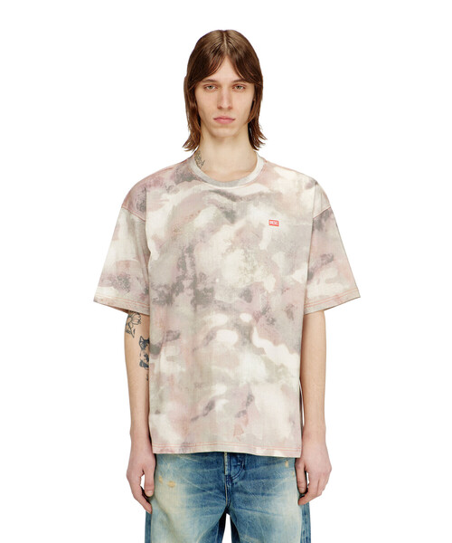 DIESEL カモフラージュ柄 リブTシャツ メンズ Tシャツ T-BOXT-V7（Tシャツ/カットソー）｜DIESEL（ディーゼル