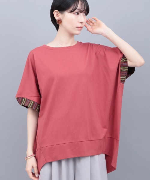 チチカカ（チチカカ）の「ドルマンコクーンジャカードプルオーバー（Tシャツ/カットソー・レディース・レッド/ブラック/ネイビー/ベージュ・FREE）」の4枚目の写真