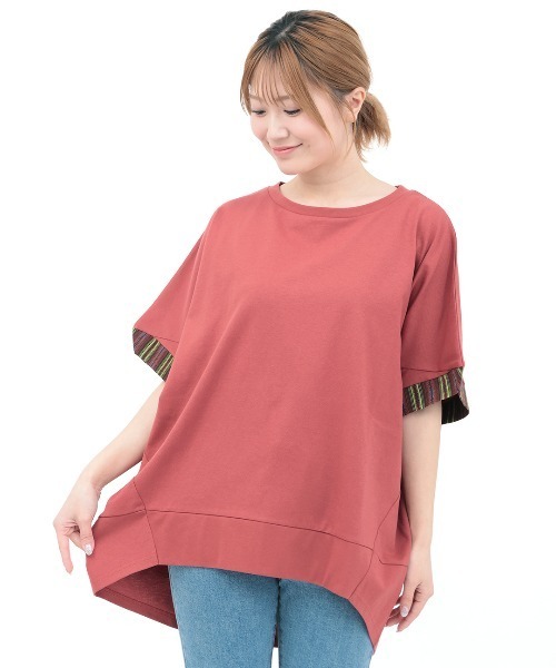 チチカカ（チチカカ）の「ドルマンコクーンジャカードプルオーバー（Tシャツ/カットソー・レディース・レッド/ブラック/ネイビー/ベージュ・FREE）」の14枚目の写真