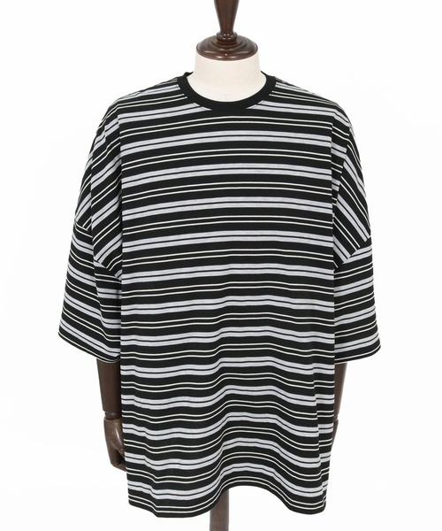 Magine(マージン)の「mt10397-Multi-Stripe Fabric Short Sleeve T-Shirt Tシャツ(MGN-261-053)(Tシャツ/カットソー・メンズ・ベージュ/ブラック・44/46/48)」の10枚目の写真