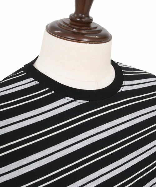 Magine(マージン)の「mt10397-Multi-Stripe Fabric Short Sleeve T-Shirt Tシャツ(MGN-261-053)(Tシャツ/カットソー・メンズ・ベージュ/ブラック・44/46/48)」の12枚目の写真