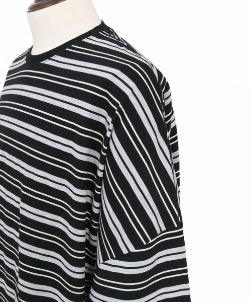 Magine(マージン)の「mt10397-Multi-Stripe Fabric Short Sleeve T-Shirt Tシャツ(MGN-261-053)(Tシャツ/カットソー・メンズ・ベージュ/ブラック・44/46/48)」の13枚目の写真
