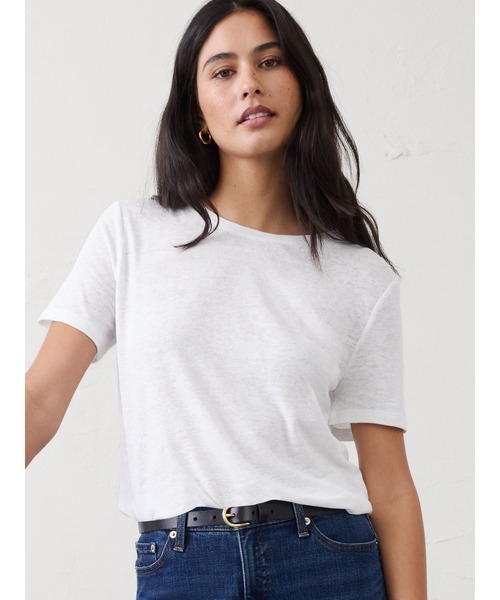BANANA REPUBLIC FACTORY STORE(バナナリパブリック ファクトリーストア)の「BANANA REPUBLIC FACTORY STORE リネンブレンド クルーネックTシャツ(Tシャツ/カットソー・レディース・ブルー系その他/ベージュ/ブラック/ホワイト/ブラウン・XS/L/M/S)」の2枚目の写真