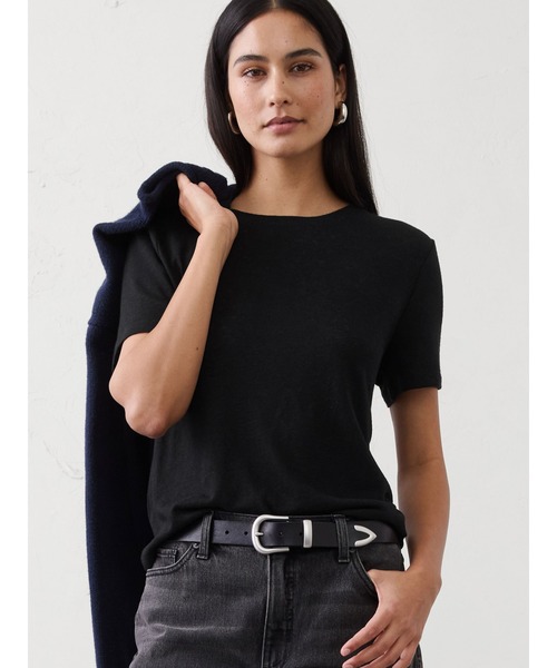 BANANA REPUBLIC FACTORY STORE(バナナリパブリック ファクトリーストア)の「BANANA REPUBLIC FACTORY STORE リネンブレンド クルーネックTシャツ(Tシャツ/カットソー・レディース・ブルー系その他/ベージュ/ブラック/ホワイト/ブラウン・XS/L/M/S)」の1枚目の写真