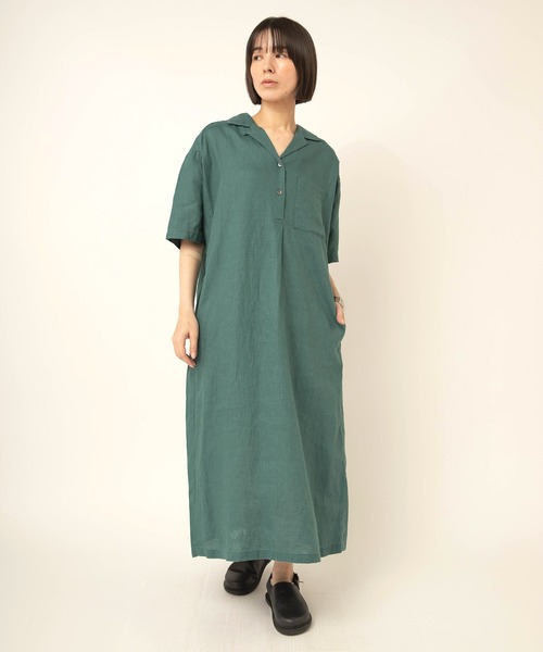 RNA-N(アールエヌエーエヌ)の「D1690 リネンオープンカラーワンピース(ワンピース・レディース・ブラウン/ブラック/グリーン・FREE)」の19枚目の写真