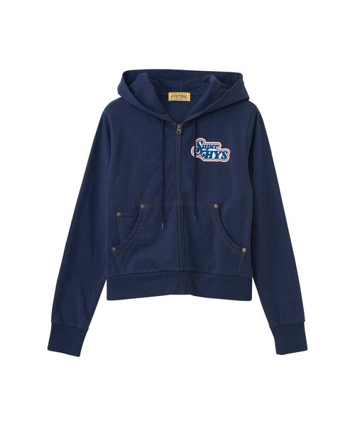 HYSTERIC GLAMOUR(ヒステリックグラマー)の「SUPER HYS ショート丈パーカー(パーカー・レディース・ブラック/ネイビー/トップグレー・FREE)」の1枚目の写真