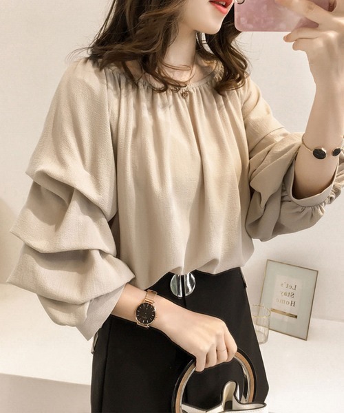SallyLunn(サリーラン)の「ギャザーフリルスリーブブラウス(シャツ/ブラウス・レディース・ベージュ/ピンク/ブルー・MEDIUM/LARGE)」の16枚目の写真